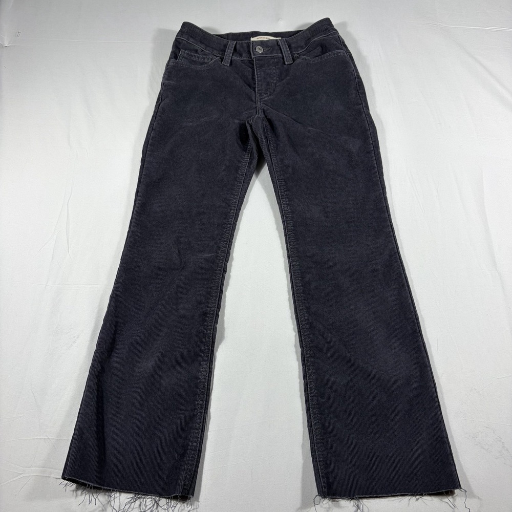 Levis Superlow Boot Corduroy Pants Womens 25 Gray Low Rise Bootcut Raw Hem
